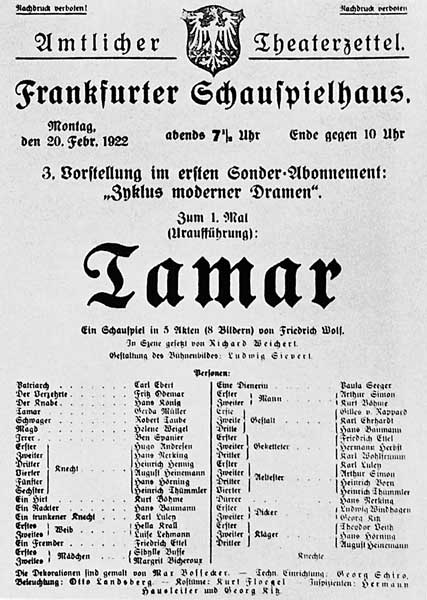 Theaterzettel von 1922