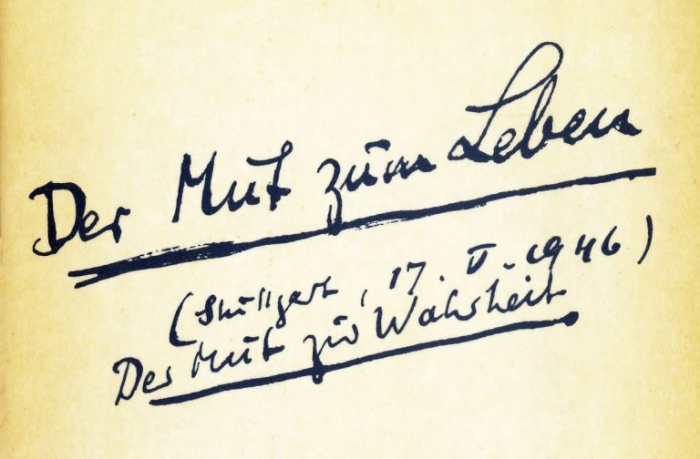 Titelbild zu Friedrich&nbsp;Wolfs Vortrag "Der Mut zum Leben" am 17. Mai 1946 in Stuttgart mit dem Zusatz Mut zur Wahrheit