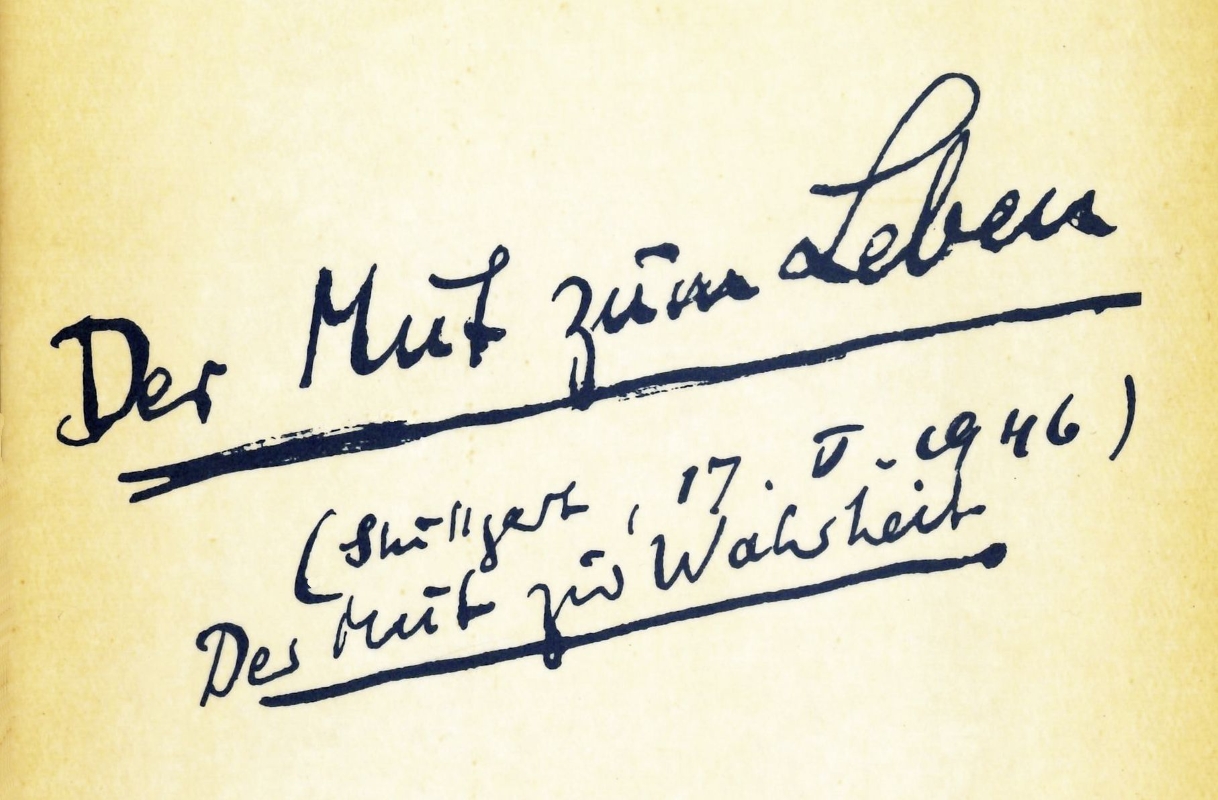 Titelbild zu Friedrich Wolfs Vortrag "Der Mut zum Leben" am 17. Mai 1946 in Stuttgart mit dem Zusatz Mut zur Wahrheit